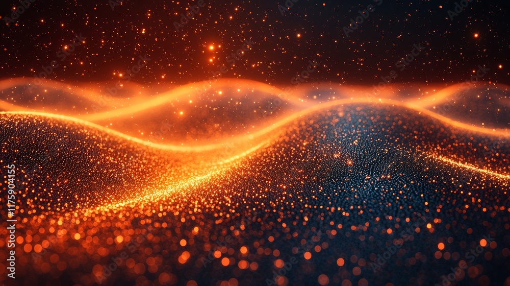 A digital network of bright orange nodes and links on a dark backdrop symbolizing global connectivity, data exchange, and cyber technology, as well as web design A digital network of bright orange nodes and links on a dark backdrop symbolizing global connectivity, data exchange, and cyber technology, as well as web design