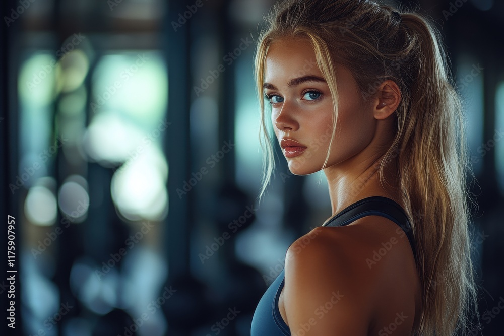 Fitness trainer focusing on strength training in a modern gym environment with natural lighting Fitness trainer focusing on strength training in a modern gym environment with natural lighting