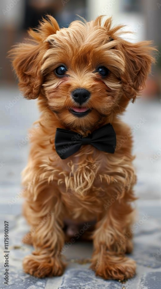 A cute puppy wearing a bow tie. AI. A cute puppy wearing a bow tie. AI.