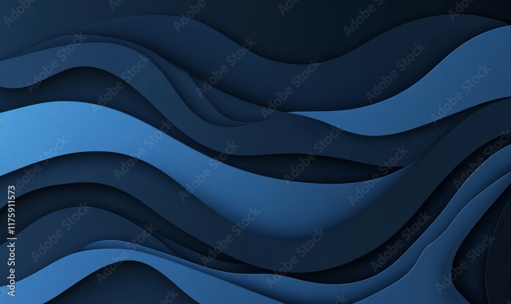 A grainy textured abstract background in blue-black hues, with a dark, vibrant gradient, flowing waves, and room for copy.