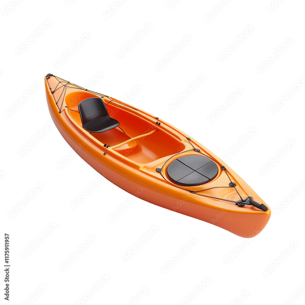Bright orange kayak isolated on a transparent background, perfect for summer water activities and outdoor adventures, Kayak isolated on transparent background Bright orange kayak isolated on a transparent background, perfect for summer water activities and outdoor adventures, Kayak isolated on transparent background