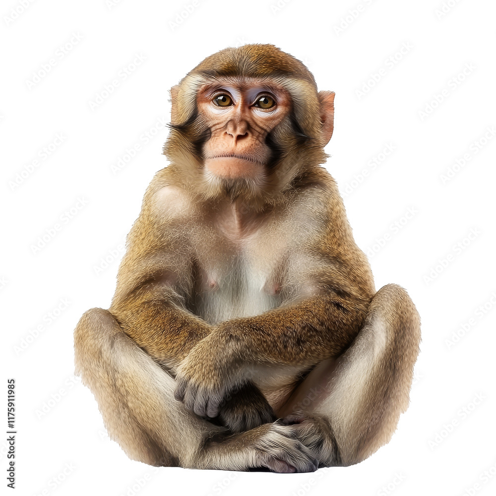 Calm monkey in a relaxed pose