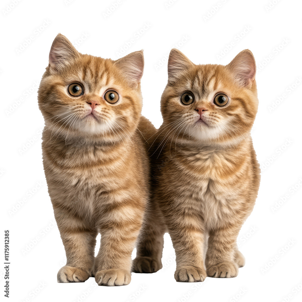 Two playful orange kittens standing side by side Two playful orange kittens standing side by side