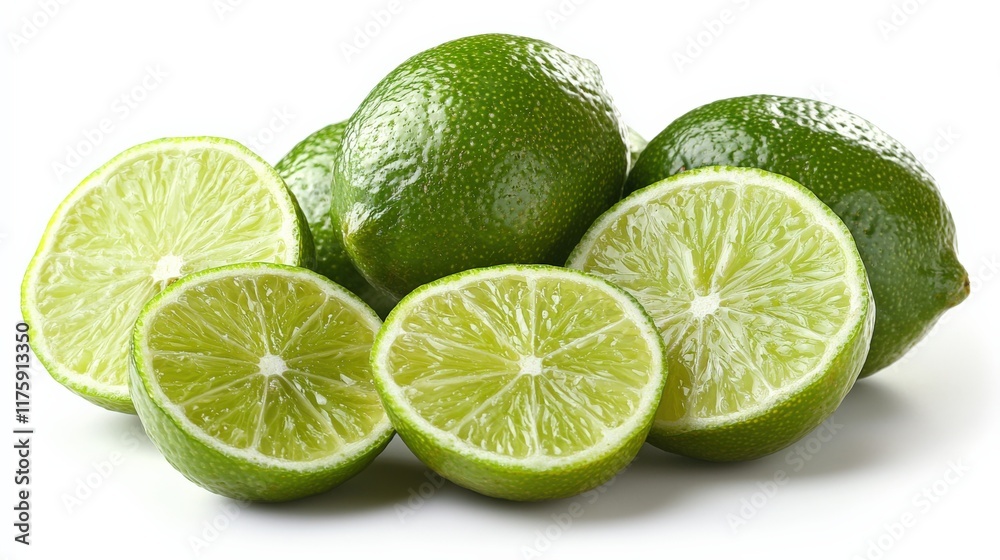 Fresh Limes Sliced and Whole on Display Fresh Limes Sliced and Whole on Display