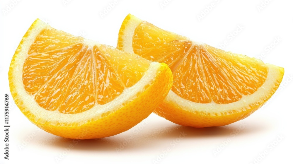 Fresh Juicy Orange Slices on White Background Fresh Juicy Orange Slices on White Background