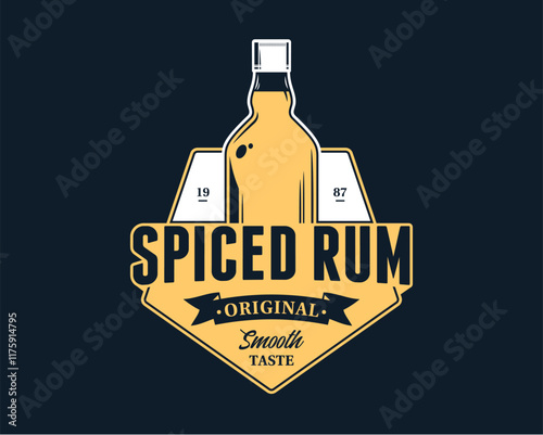 Vector spiced rum logo isolated on a dark background