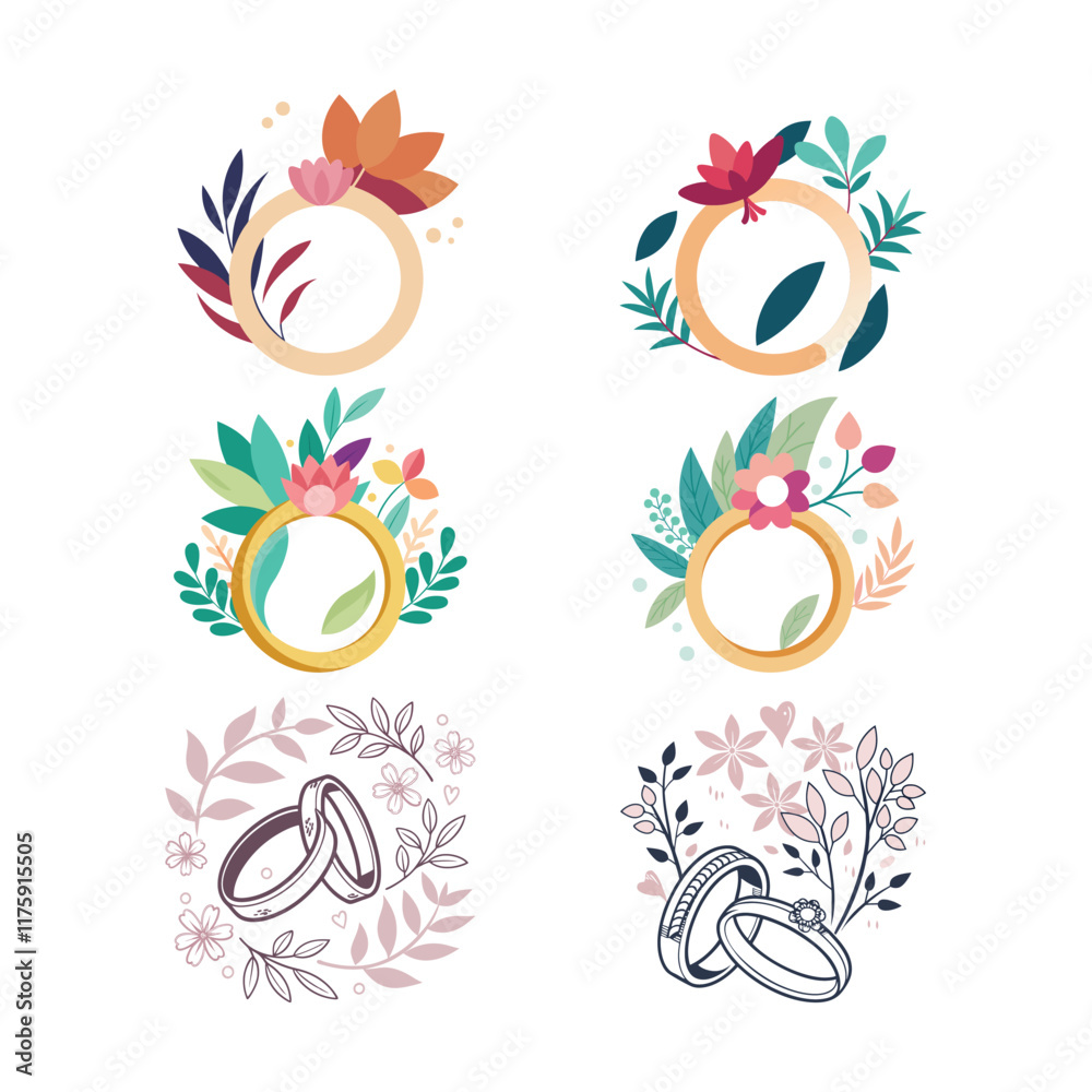 Fototapeta premium wedding ring vector collection
