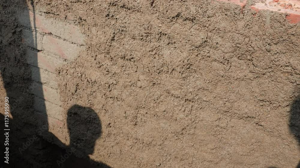 Clay bricks wall plaster by cement mortar