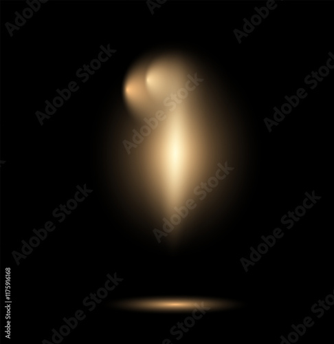 Light sources, concert lighting, spotlights. Concert spotlight with ray illuminated Isolated on transparent . 