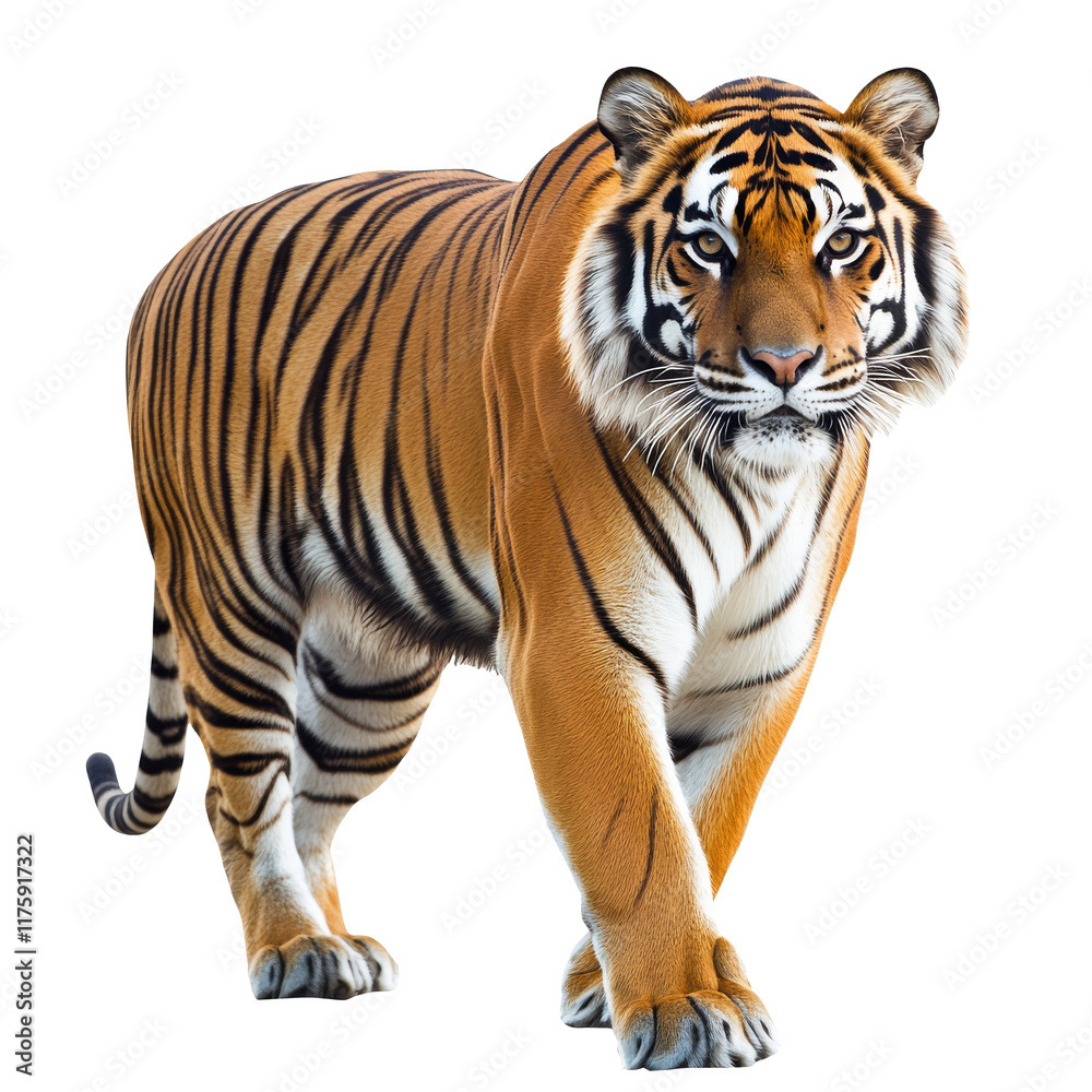 Majestic tiger walking through its territory