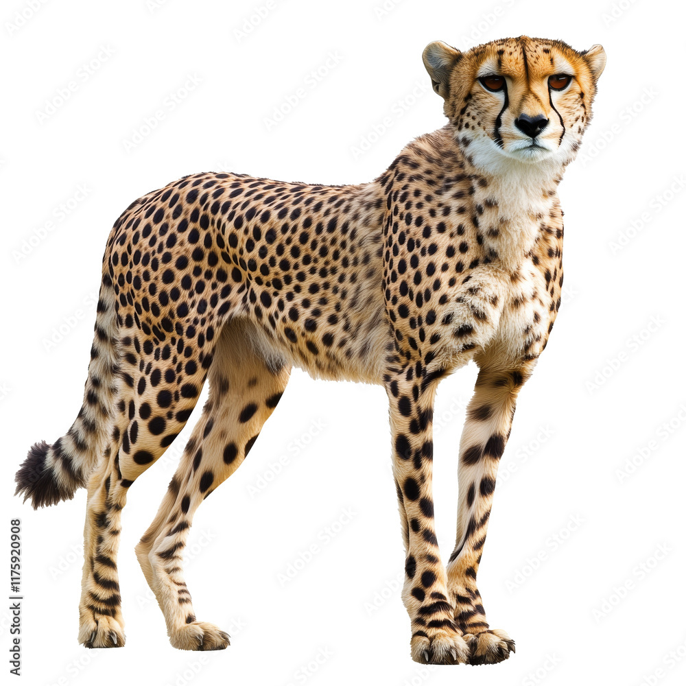 Cheetah in natural pose on white bg Cheetah in natural pose on white bg