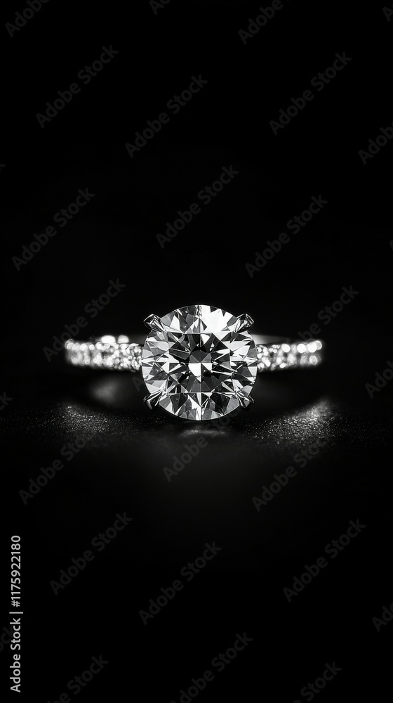 A sparkling diamond on a black background symbolizes clarity and luxury. A sparkling diamond on a black background symbolizes clarity and luxury.
