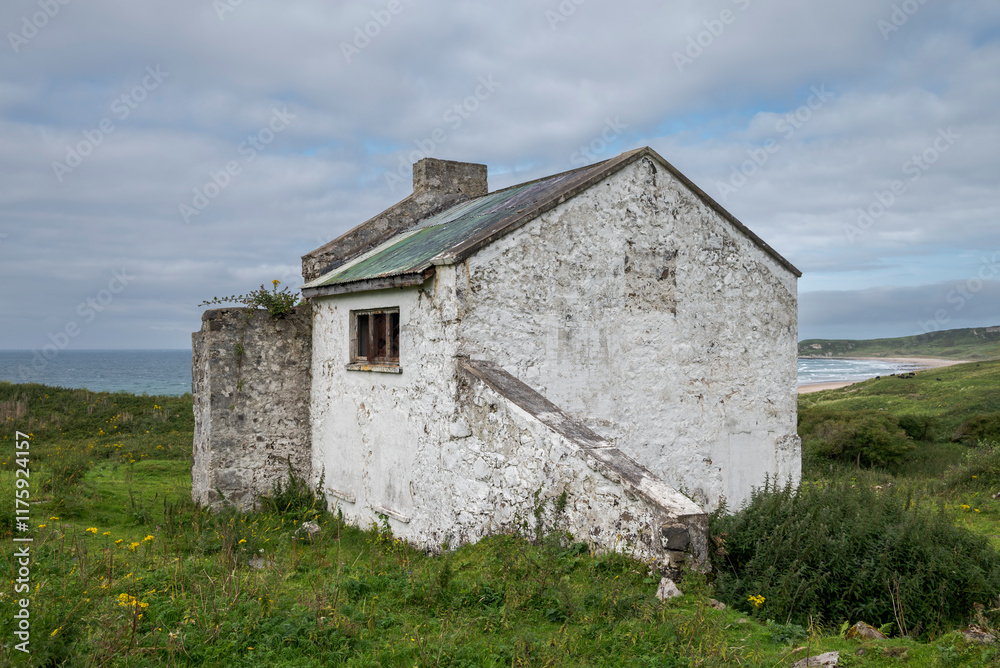 Remains of an old hedge school in the White Park Bay, Antrim Coast, Northern Ireland Remains of an old hedge school in the White Park Bay, Antrim Coast, Northern Ireland