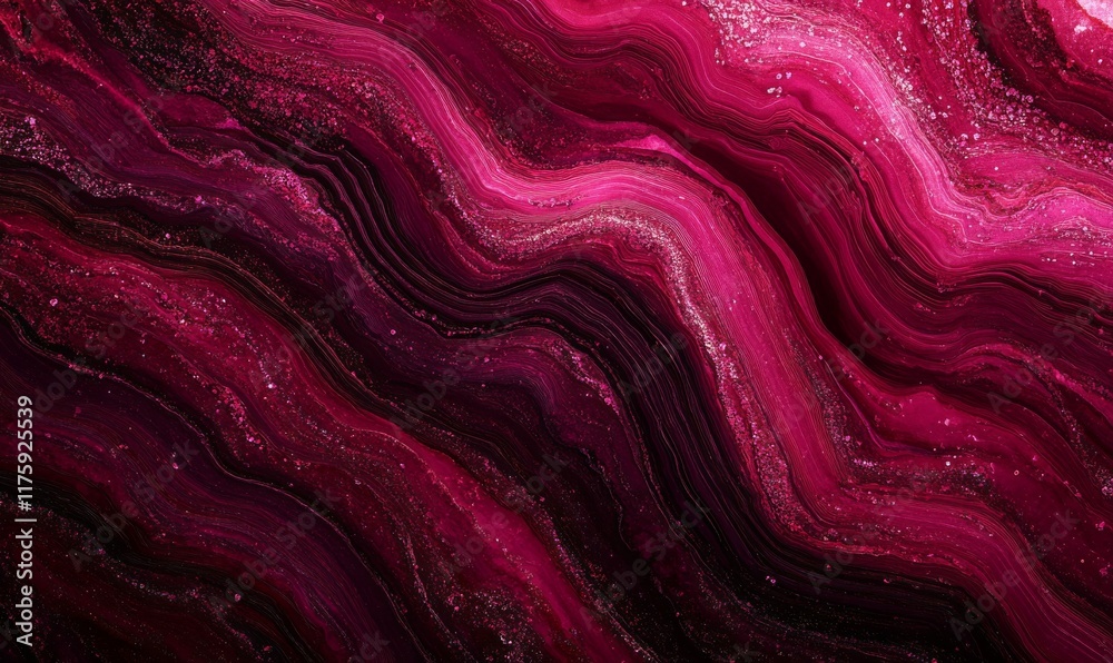 Obraz premium Dark burgundy ruby garnet cherry abstract background. Glow glitter light bright fire shine hot. Geometric wave curve line.