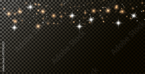 golden dust light. glowing dust background Christmas glowing light bokeh confetti and sparkle overlay texture for your design.