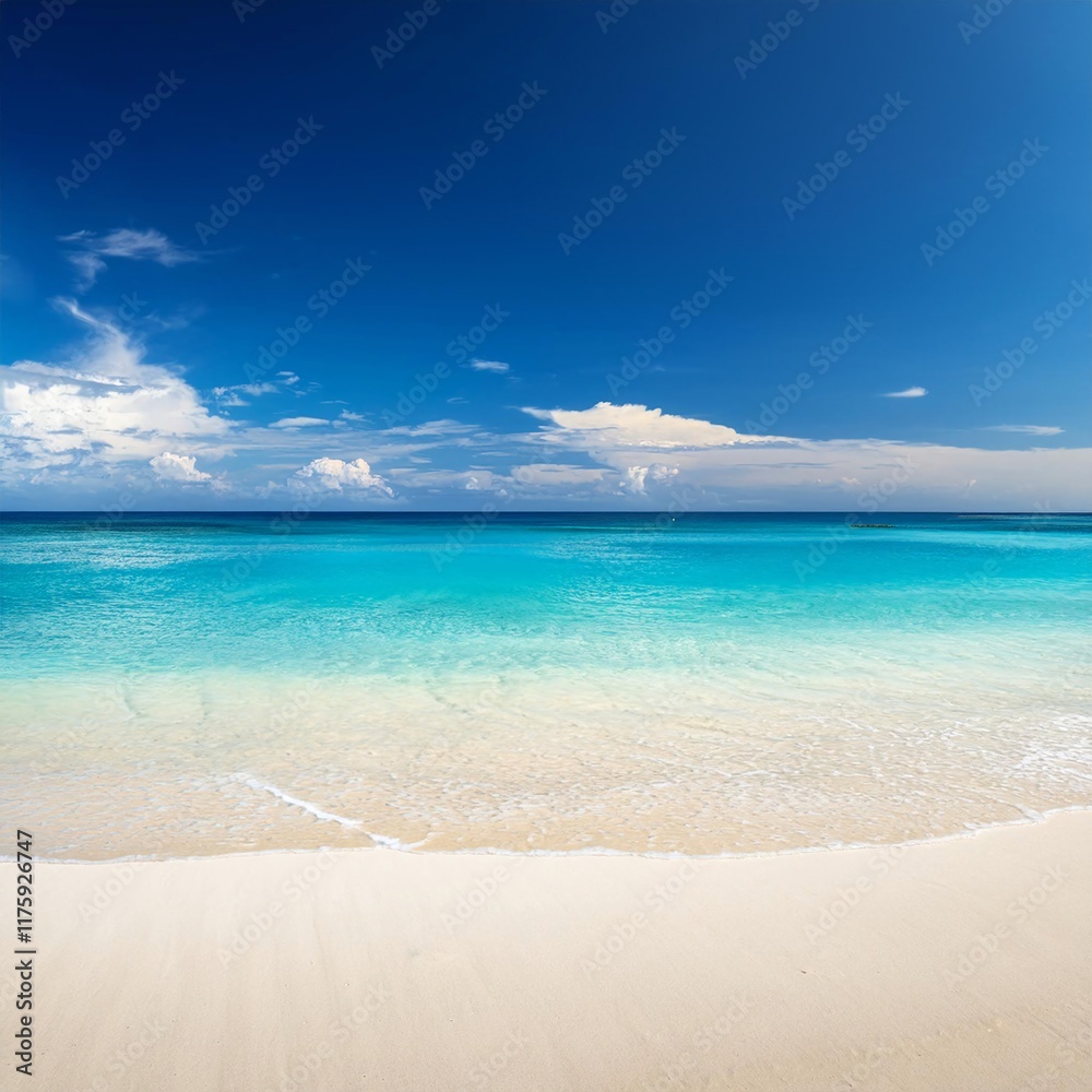 Fototapeta premium Summer vacation tropical beach with blue sky and sea for relaxation panoramic beach background