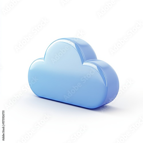 3D render of a cloud icon on a white background, representing digital technology cloud computing