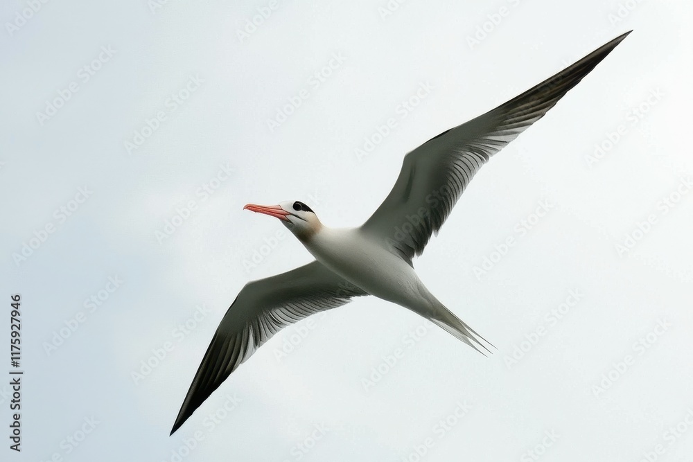 Fototapeta premium Red-Billed Tropicbird in Flight