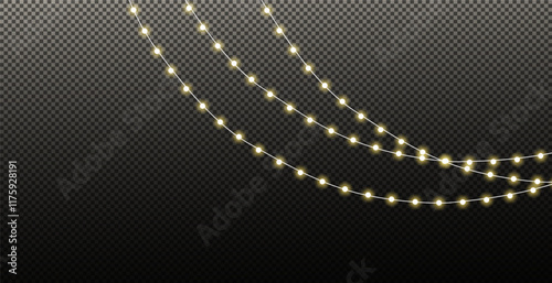 Vector Christmas garland on an isolated transparent background. Christmas decoration.