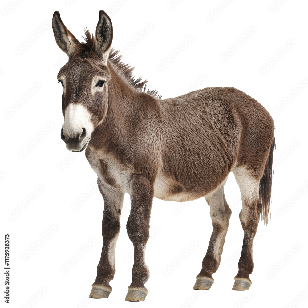 Donkey standing on white background in good health Donkey standing on white background in good health
