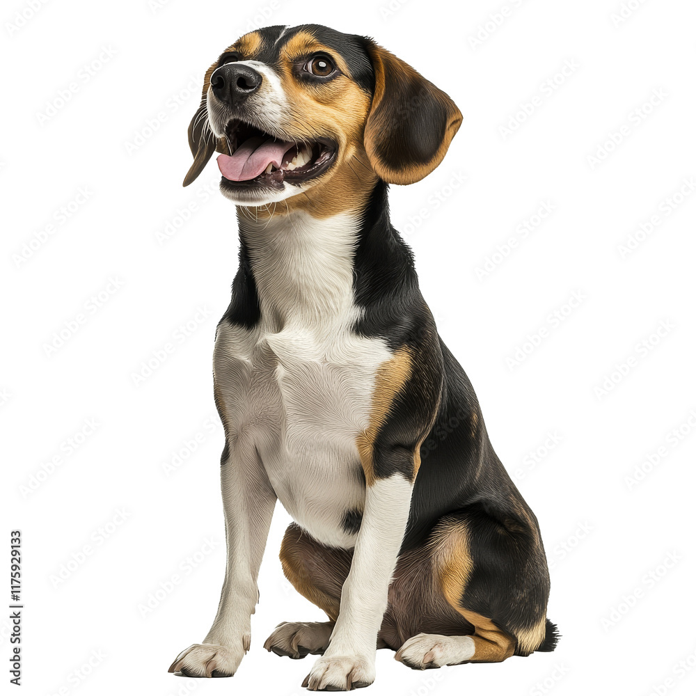 Playful beagle sitting indoors Playful beagle sitting indoors