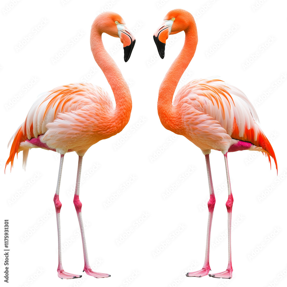 Flamingos standing together in a natural habitat Flamingos standing together in a natural habitat