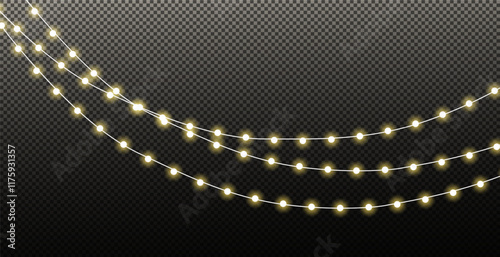 Vector Christmas garland on an isolated transparent background. Christmas decoration.