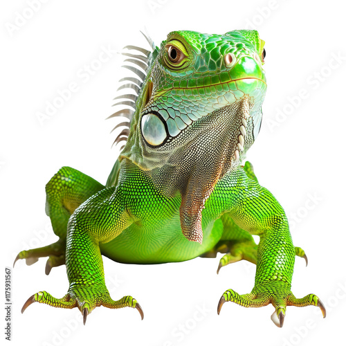 Green iguana displaying vibrant colors and texture