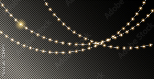 Vector Christmas garland on an isolated transparent background. Christmas decoration.