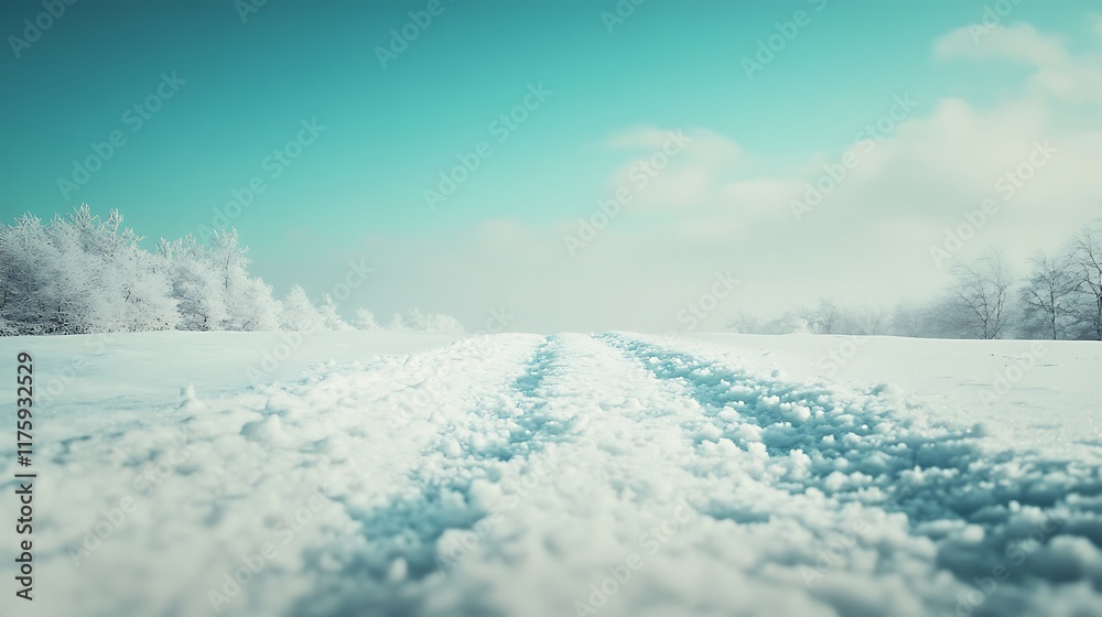 Gentle Snowy Landscape with Open Sky, Perfect for Text Overlay Gentle Snowy Landscape with Open Sky, Perfect for Text Overlay