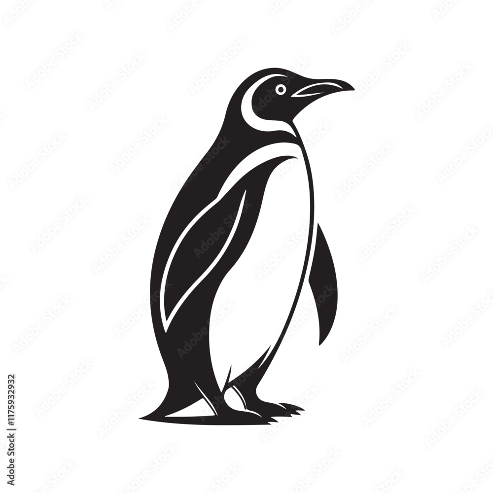 Obraz premium penguin silhouette vector line art logo design
