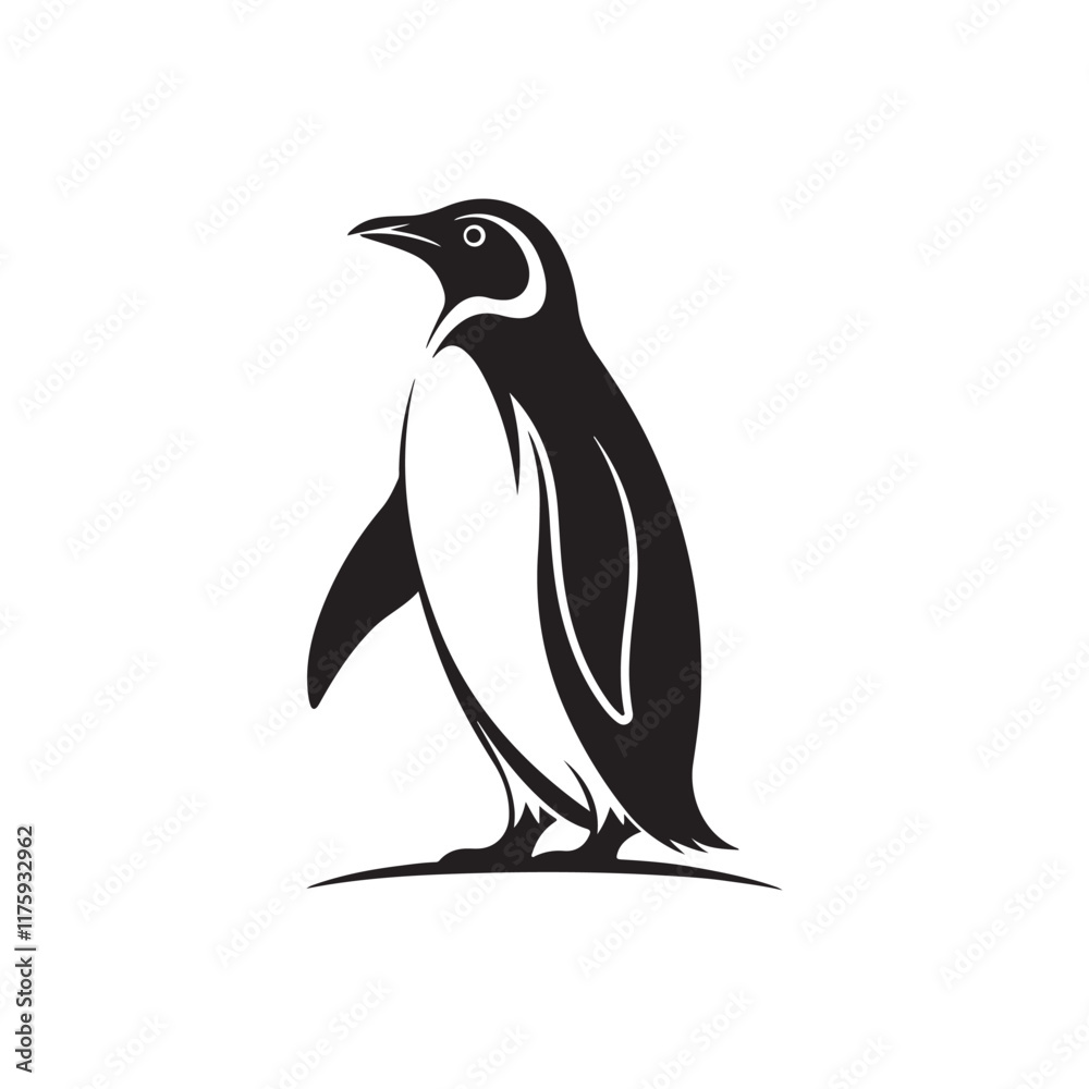 Obraz premium penguin silhouette vector line art logo design
