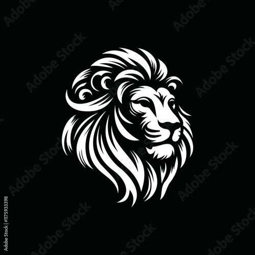 fearsome, authoritative, charismatic lion head logo