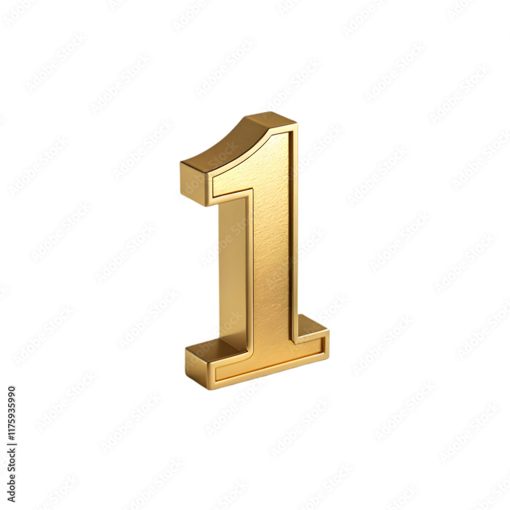 Number 1 gold 3d on transparent background Number 1 gold 3d on transparent background