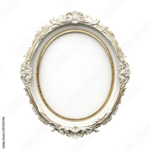 white oval gold frame white background