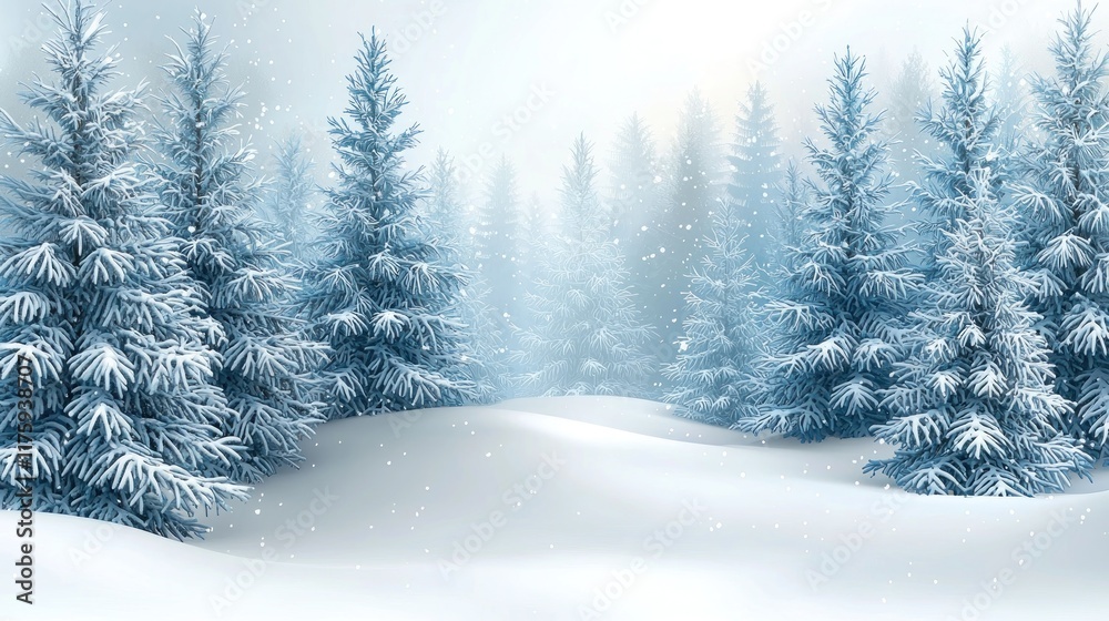 A serene winter landscape featuring snow-covered trees and a soft, foggy atmosphere. A serene winter landscape featuring snow-covered trees and a soft, foggy atmosphere.