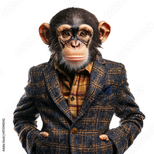 Monkey dressed in a stylish blazer with a shirt