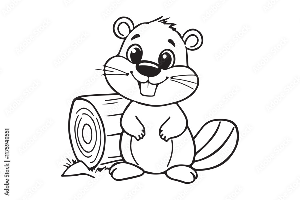 Cute Beaver Outline Coloring Page Cute Beaver Outline Coloring Page