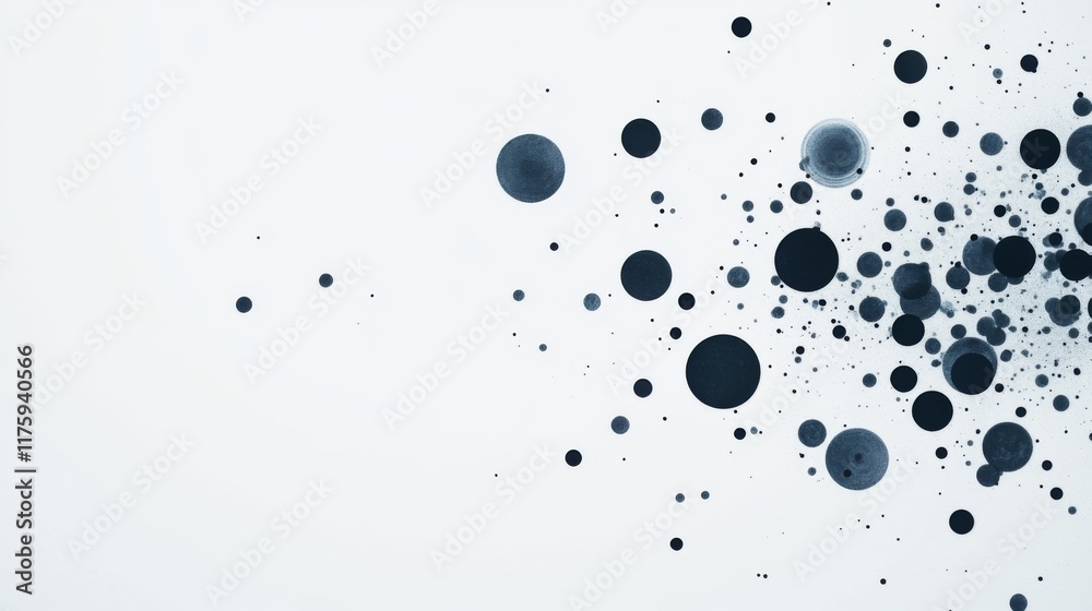 Abstract background with scattered dark grey circles on white. Abstract background with scattered dark grey circles on white.