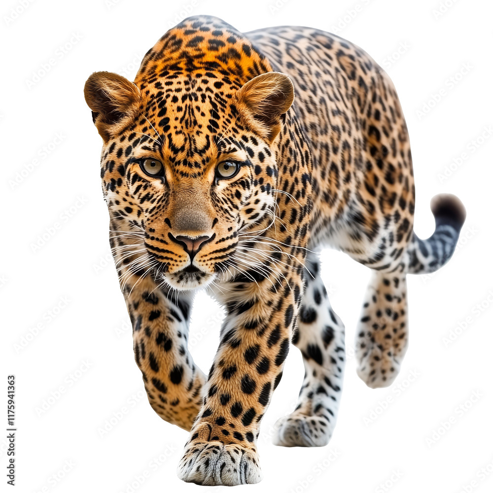 Leopard walks gracefully in natural habitat Leopard walks gracefully in natural habitat