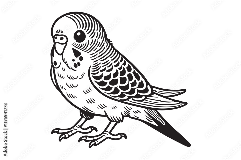 Fototapeta premium Line art of Budgerigar vector