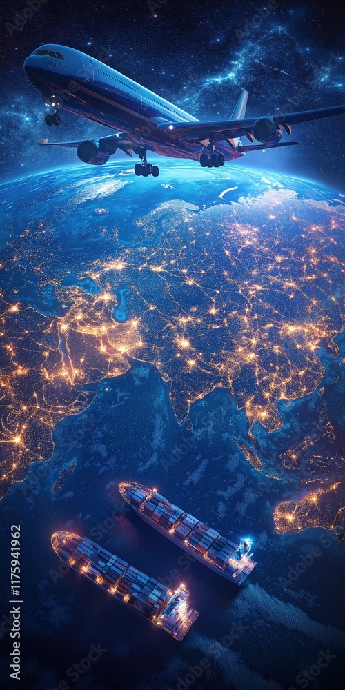 Obraz premium A stunning world map glowing