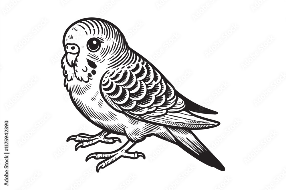 Fototapeta premium Line art of Budgerigar vector