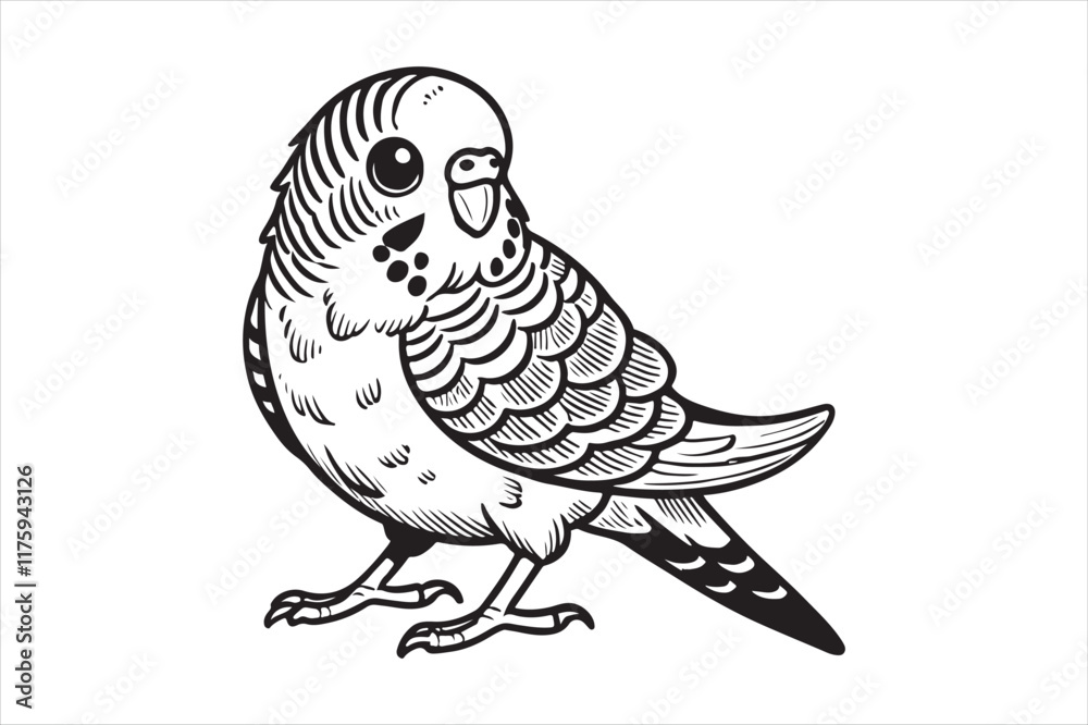 Fototapeta premium Line art of Budgerigar vector