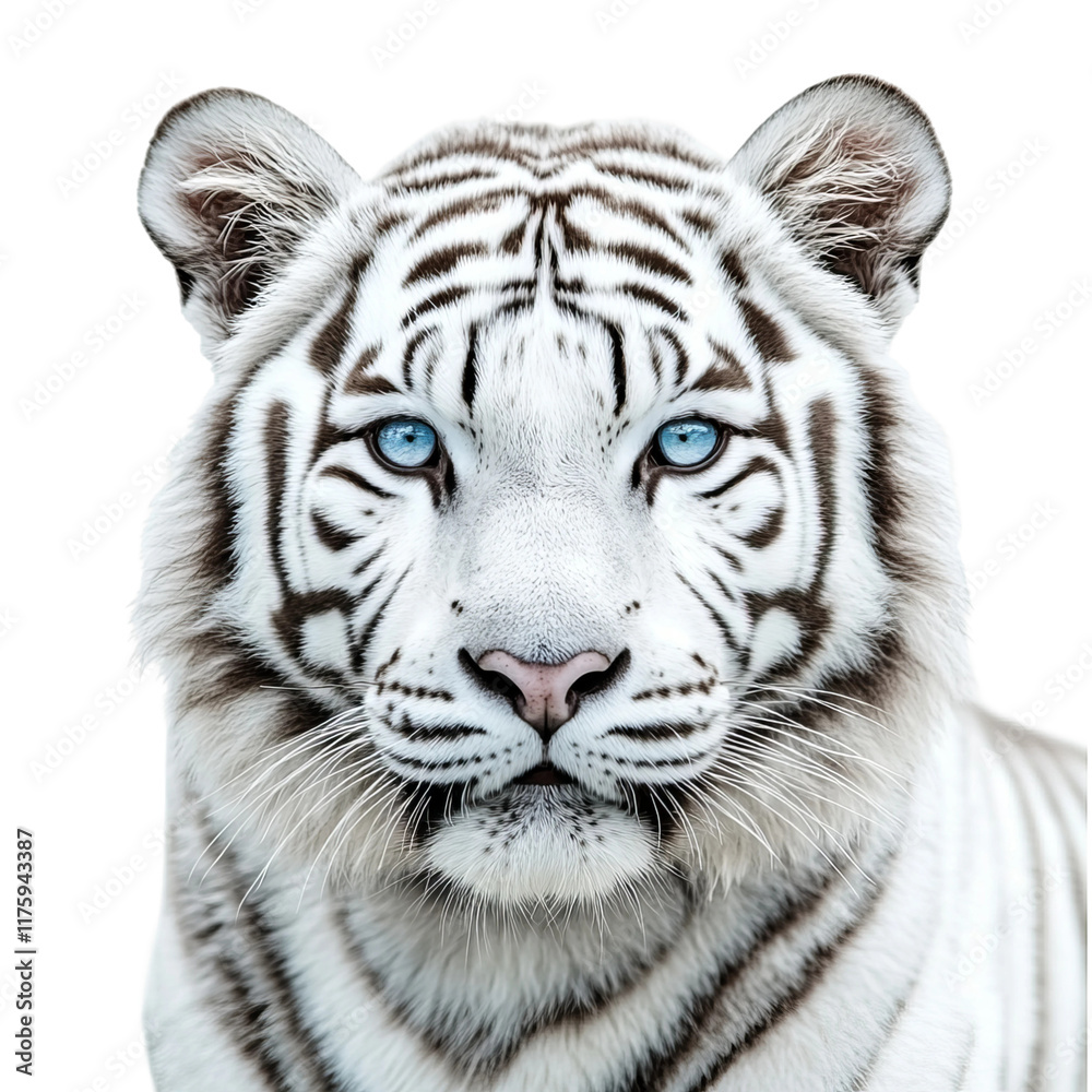 white tiger portrait looking at camera isolated on white background white tiger portrait looking at camera isolated on white background
