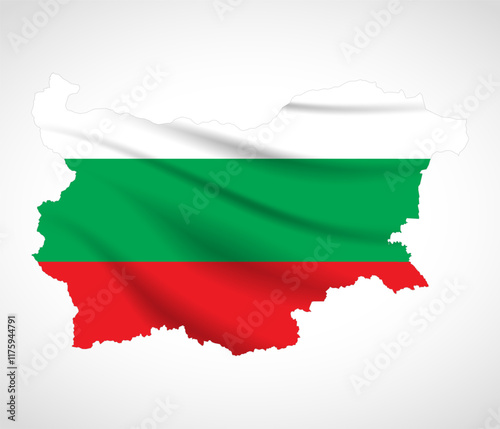 Bulgaria Map Silhouette with National Flag Design