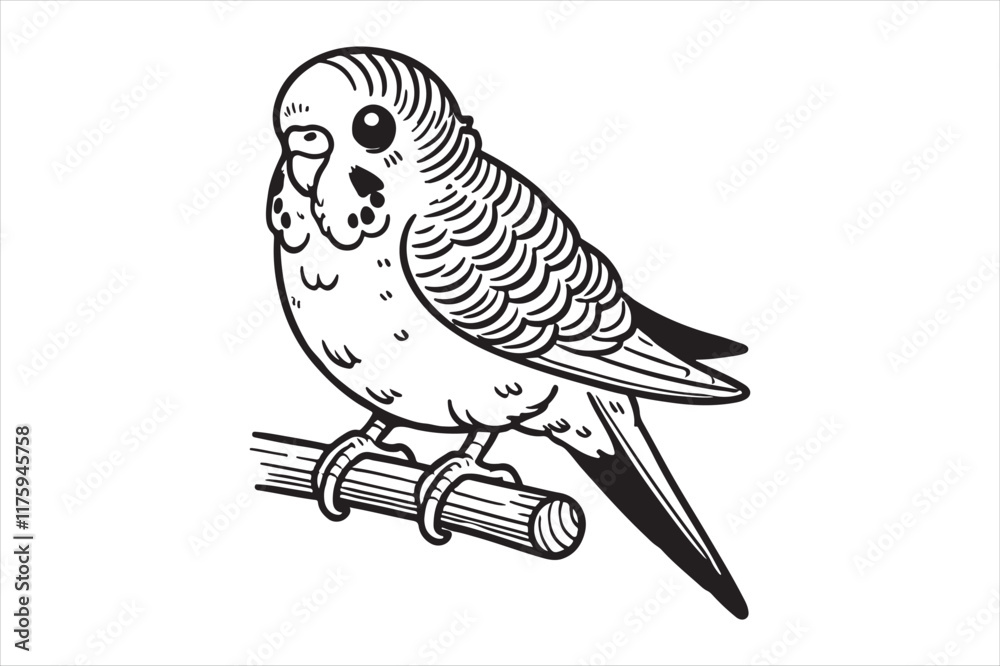 Fototapeta premium Line art of Budgerigar vector