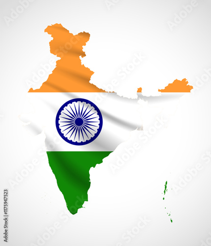 India Map Silhouette with National Flag Design