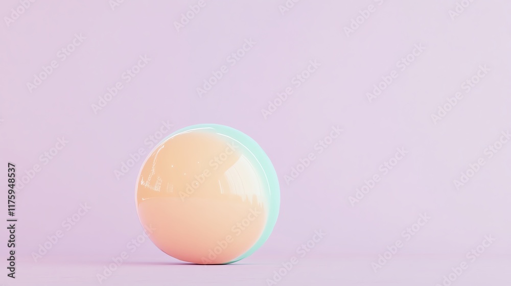 Fototapeta premium A vibrant pastel sphere on a soft purple background, showcasing modern design and minimalism in a playful and artistic way.