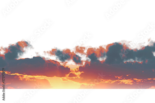 A peaceful sunset scene, where the sun dips below the horizon in a brilliant display of colors isolated on transparent background photo